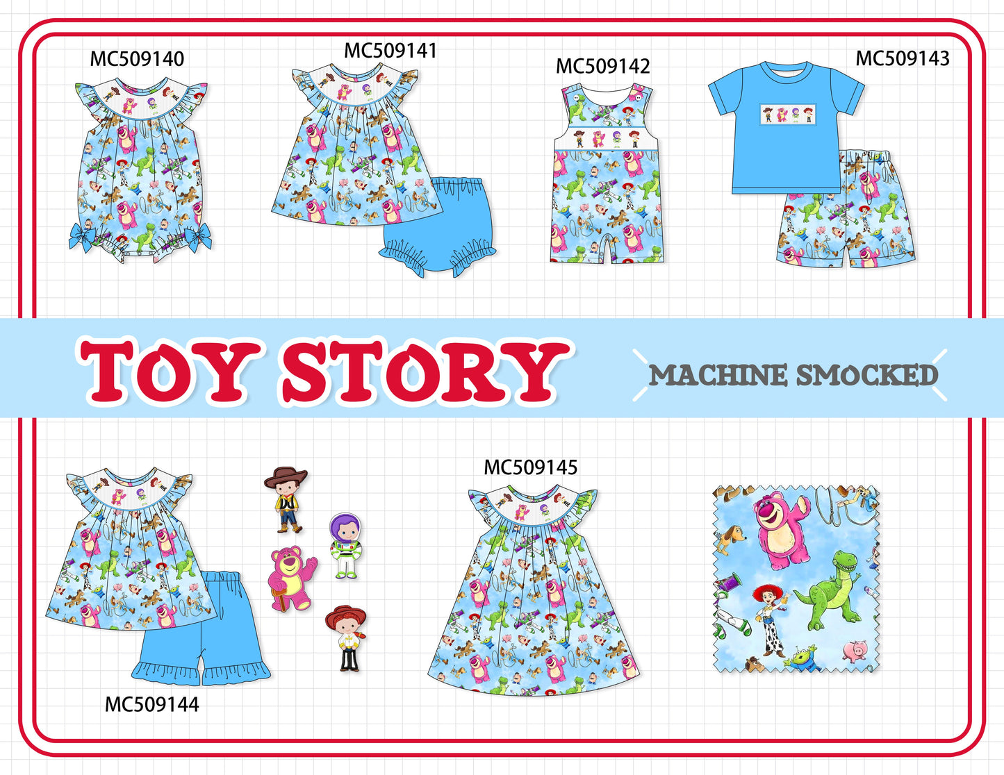 PO65 Blue character smocked collection  - closing 9/15- ETA late January