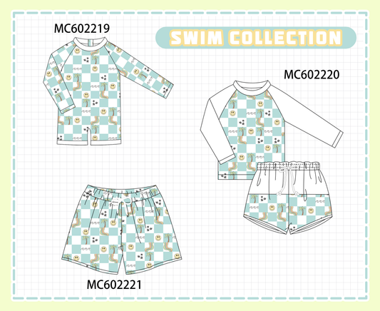 PO81 Blue checkered smile print swimsuit collection - closing 2/16 - ETA July