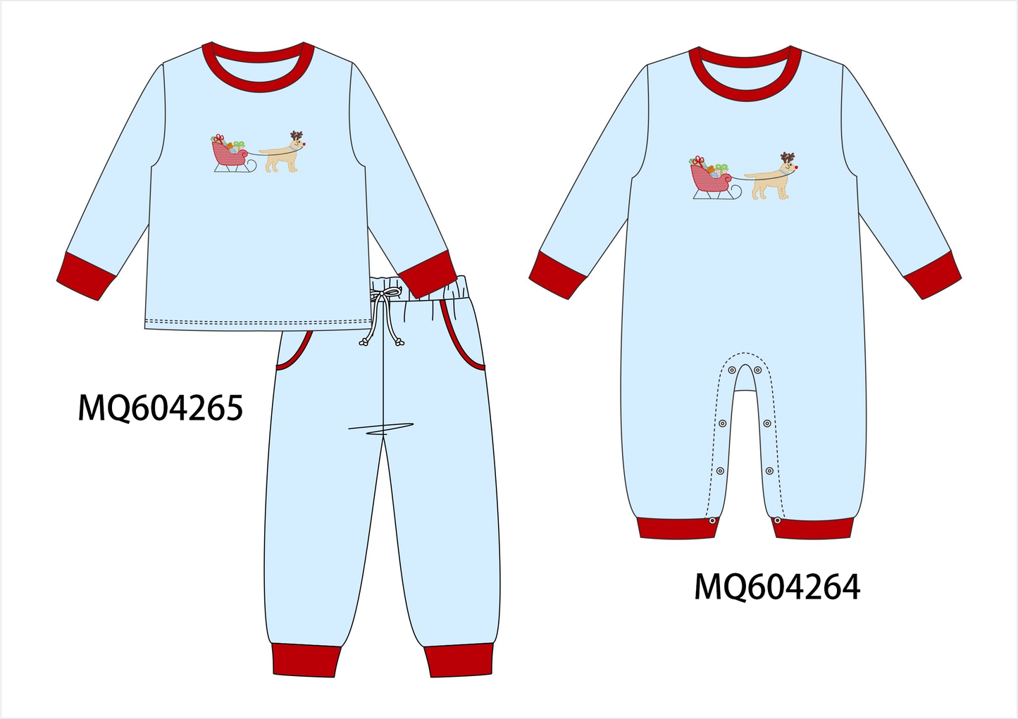 PO89 Blue christmas puppy embroidery collection - closing 5/4 - ETA late october