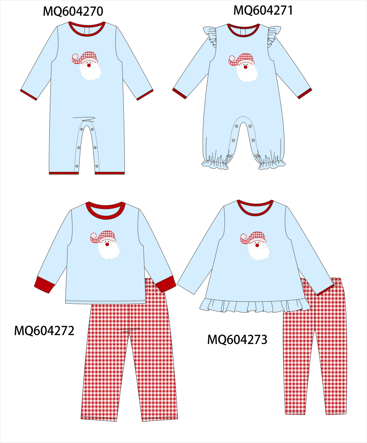PO89 Blue christmas santa claus applique gingham collection - closing 5/4 - ETA late october