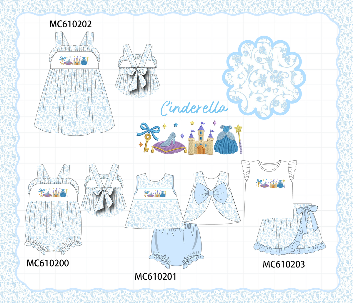 PO108 Blue cinderella embroidery ruffle collection - closing 10/26 - ETA march