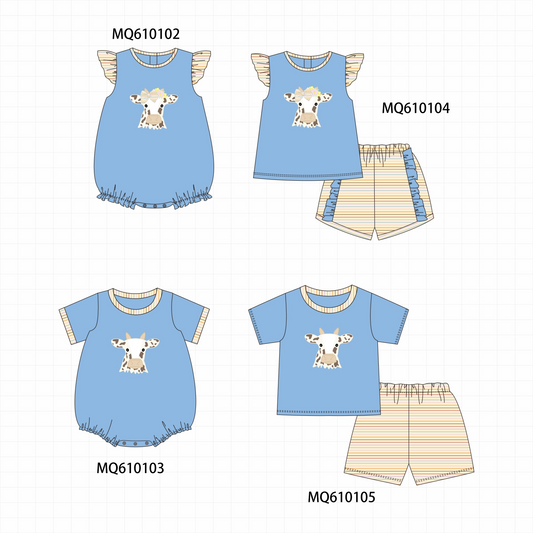 PO109 Blue cow applique stripe collection -closing 11/2- ETA May