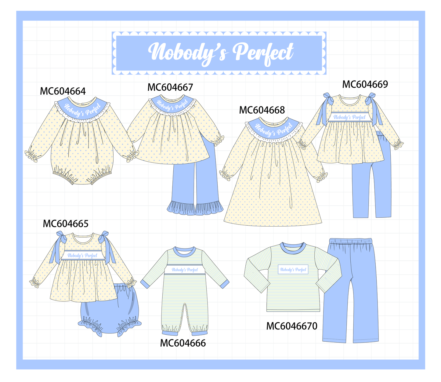 PO88 Blue cream nobody's perfect embroidery collection - closing 4/27 - eta late September
