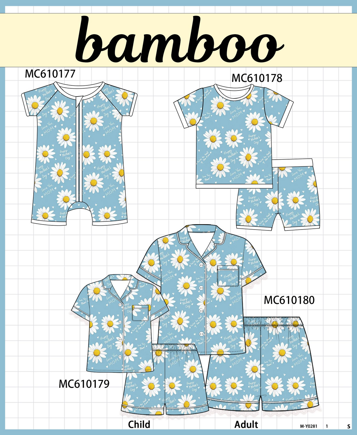 PO108 Blue dasiy bamboo collection - closing 10/26 - ETA march