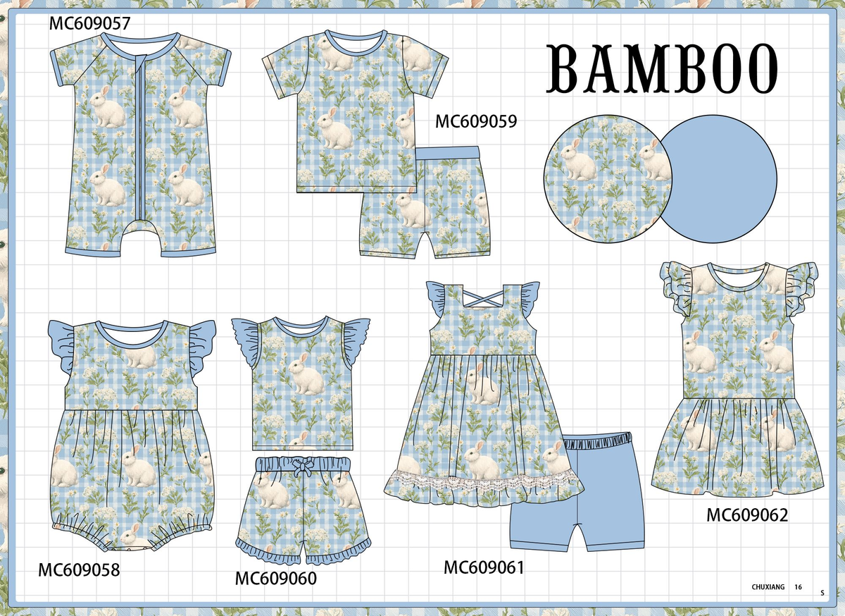 PO104 Blue easter bunny floral bamboo gingham collection - closing 9/14 - ETA February
