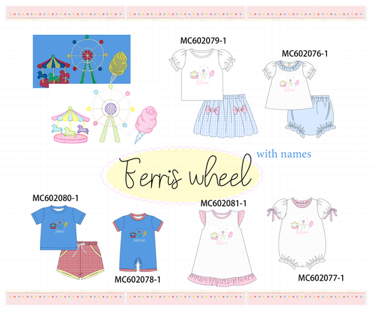PO81 Blue ferris wheel carousel monogram embroidery collection - closing 2/16 - ETA July