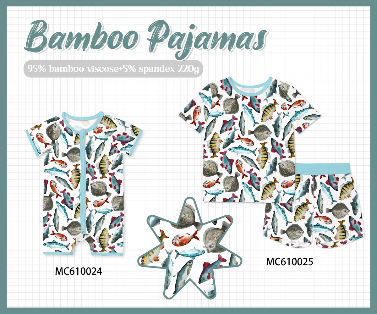 PO108 Blue fish print bamboo collection - closing 10/26 - ETA march
