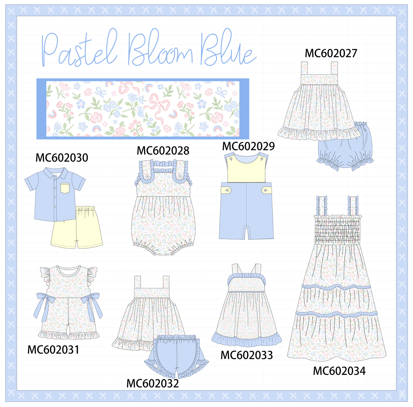 PO81 Blue floral bow print collection - closing 2/16 - ETA July