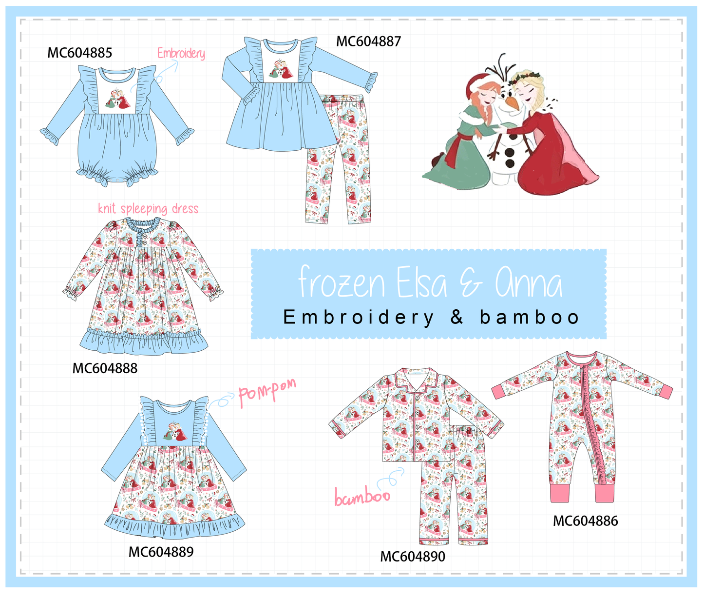 PO90 Blue frozen embroidery ruffle collection - closing 5/11 - ETA early October