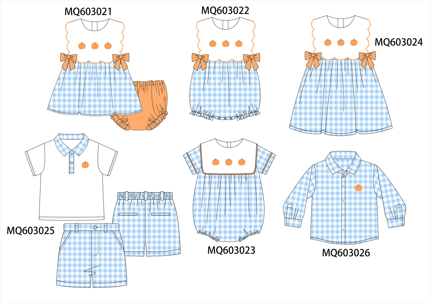 PO84 Blue gingham pumpkin embroidery collection - ETA late august - closing 3/23