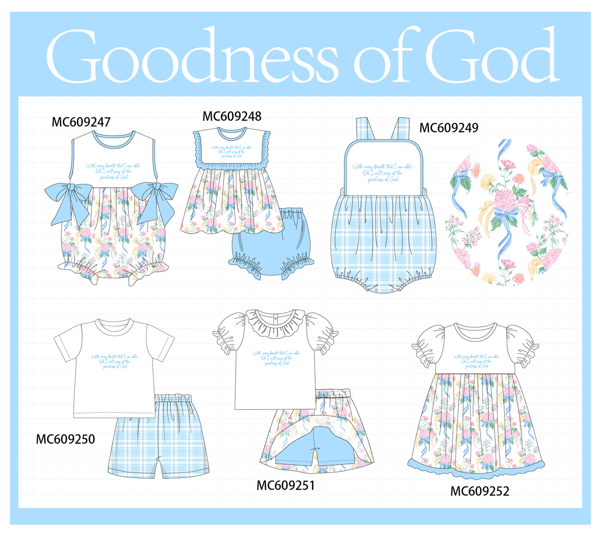PO104 Blue goodness of god embroidery floral collection  - closing 9/14 - ETA February