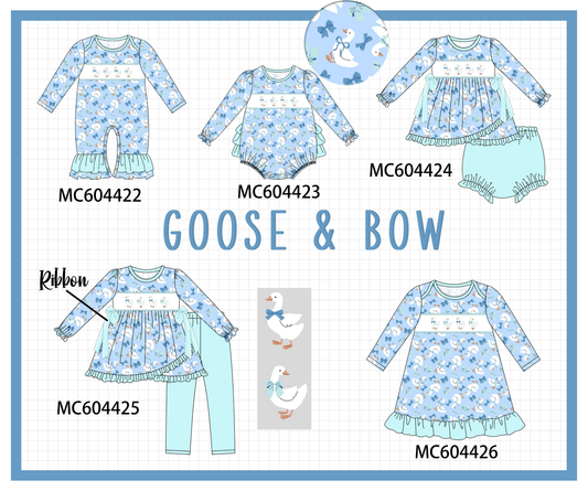PO88 Blue goose bow embroidery ruffle collection - closing 4/27 - eta late September