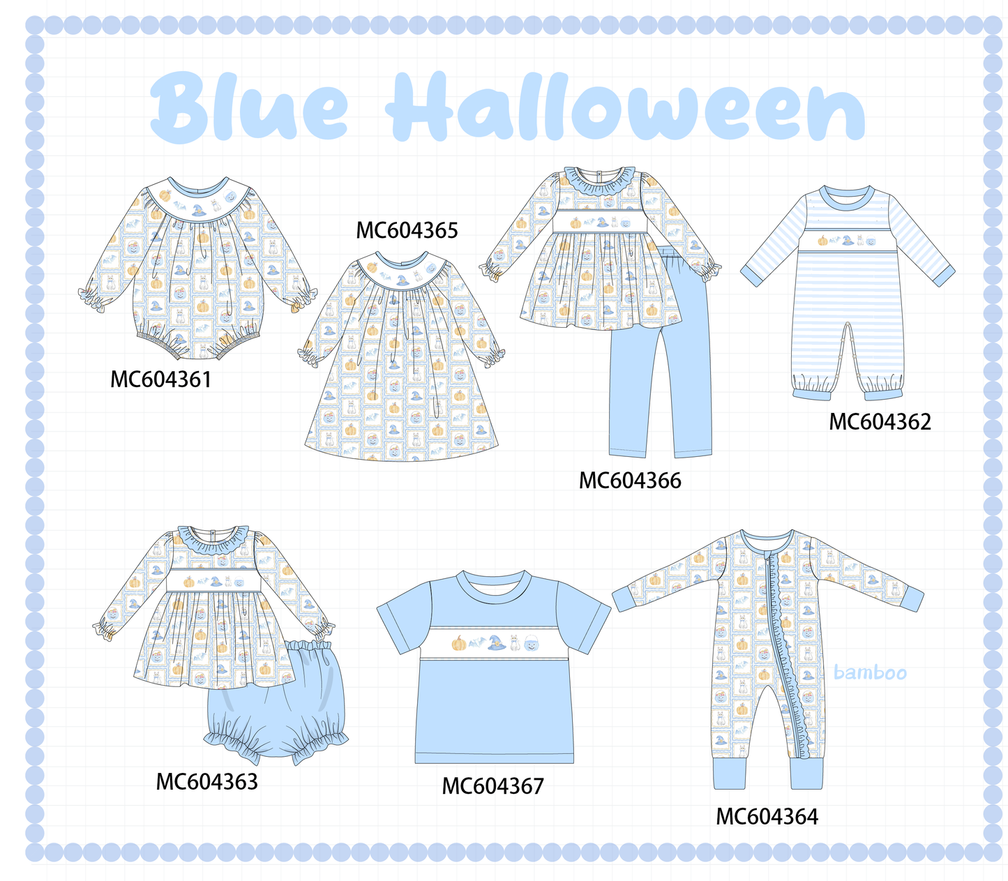 PO86 Blue halloween embroidery plaid collection  - closing 4/13 - ETA early September
