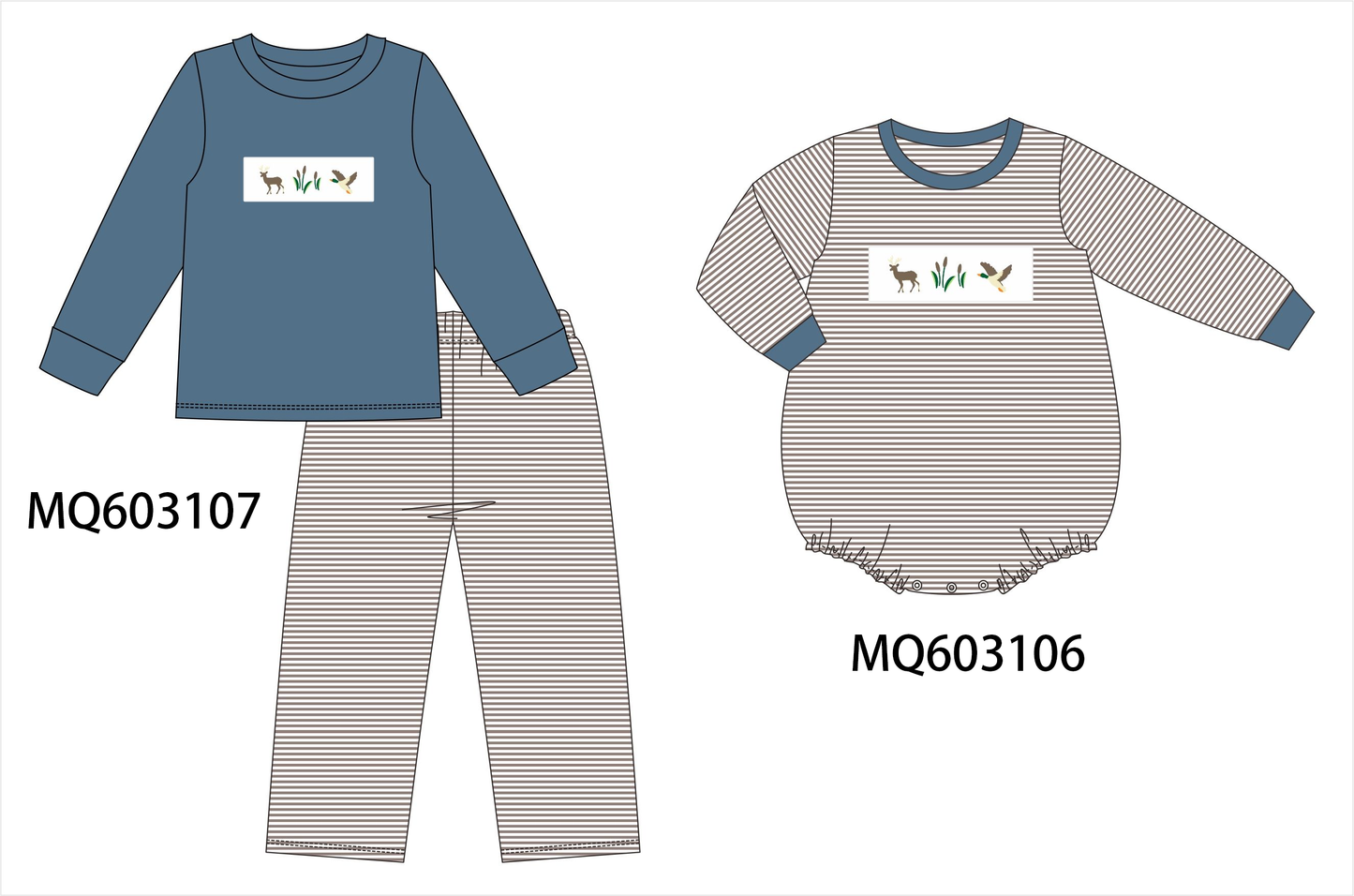 PO84 Blue hunting embroidery stripe collection - ETA late august - closing 3/23
