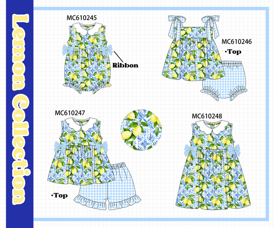 PO108 Blue lemon print bow collection - closing 10/26 - ETA march
