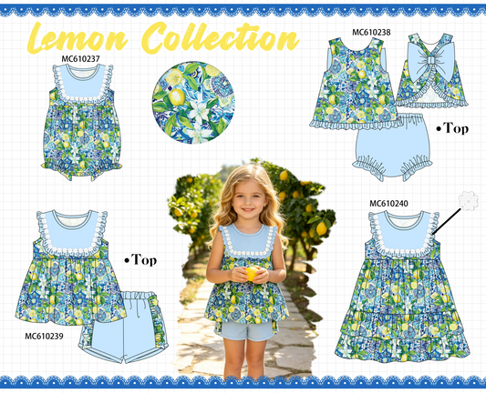 PO108 Blue lemon print ruffle collection - closing 10/26 - ETA march