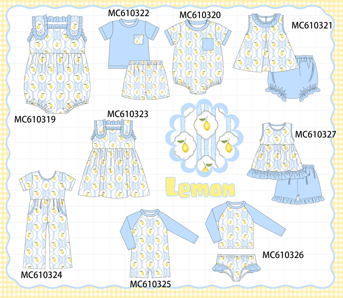 PO108 Blue lemon print stripe collection - closing 10/26 - ETA march