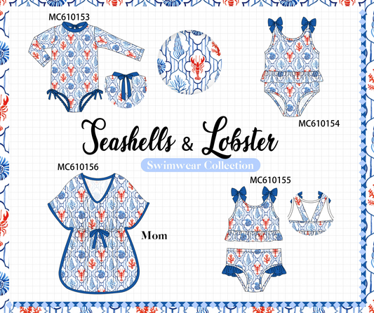 PO108 Blue lobster print swimsuit collection - closing 10/26 - ETA march