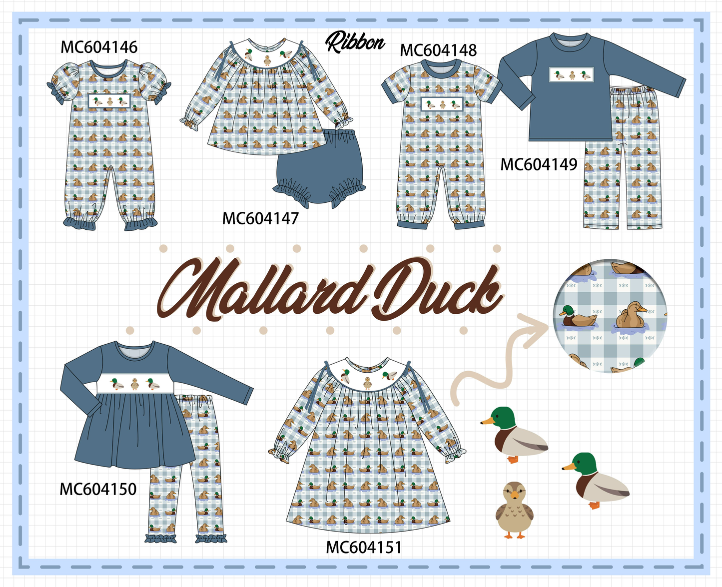 PO86 Blue mallard duck embroidery collection - closing 4/13 - ETA early September