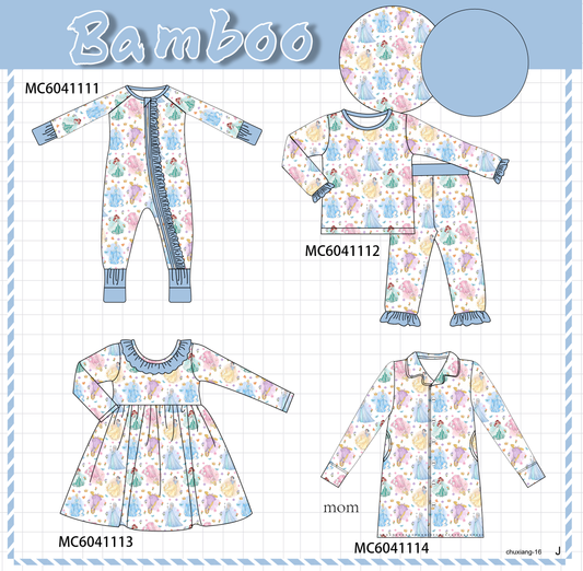PO90 Blue princess print ruffle bamboo collection - closing 5/11 - ETA early October