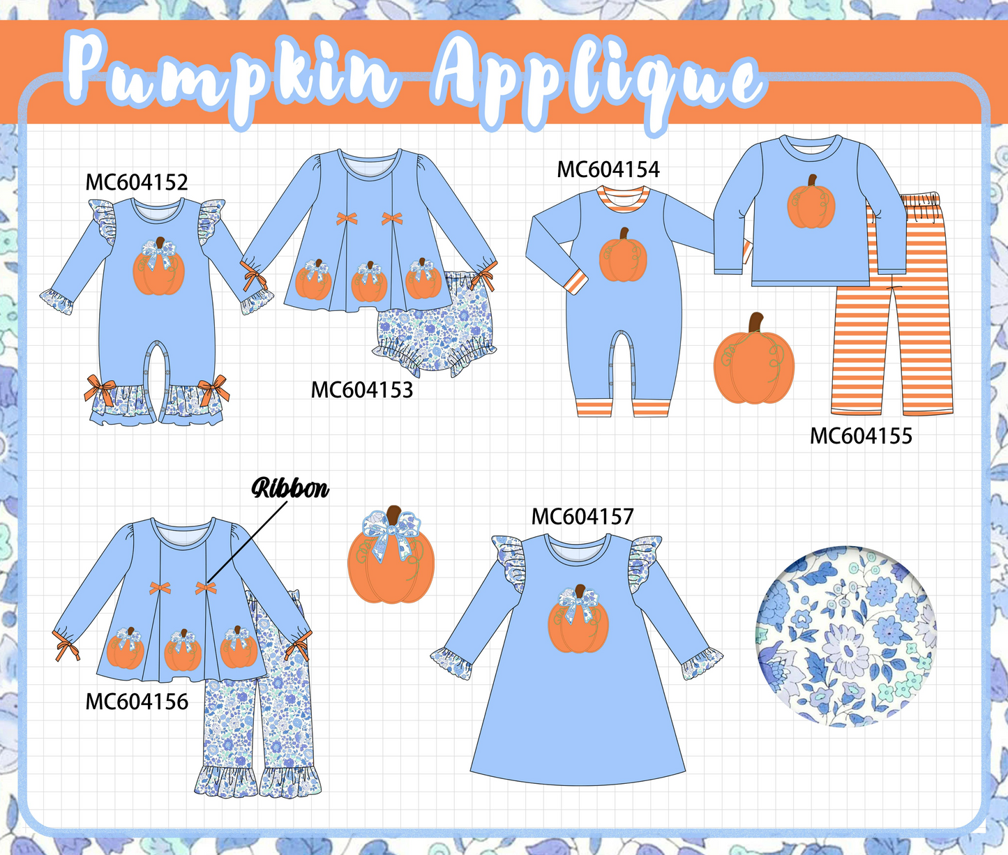 PO86 Blue pumpkin applique collection  - closing 4/13 - ETA early September