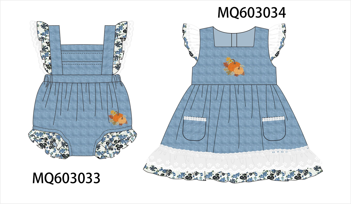 PO84 Blue pumpkin embroidery lace ruffle collection - ETA late august - closing 3/23