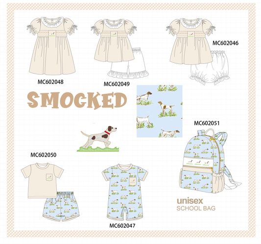 PO81 Blue puppy embroidery smocked collection - closing 2/16 - ETA July
