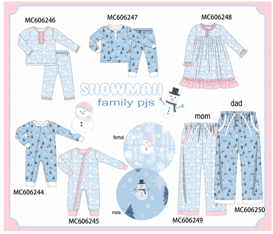 PO95 Blue snowman print pajama collection - closing 6/22 - ETA late November