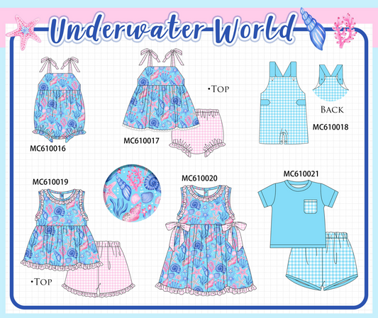 PO108 Blue starfish print ruffle collection - closing 10/26 - ETA march