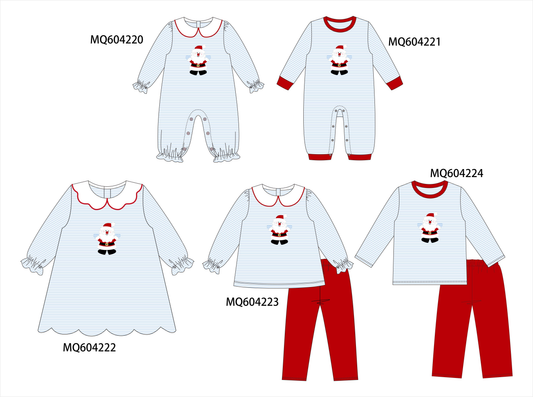 PO89 Blue stripe christmas santa claus applique collection - closing 5/4 - ETA late october