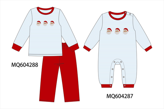 PO89 Blue stripe christmas santa claus embroidery collection- closing 5/4 - ETA late october