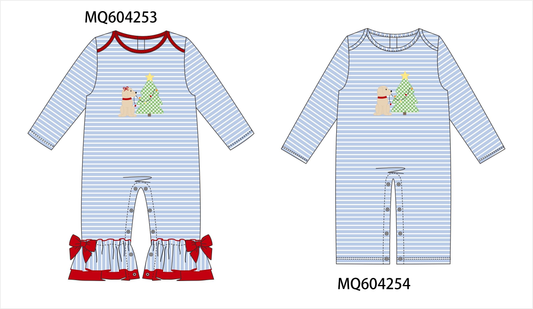 PO89 Blue stripe christmas tree puppy applique collection - closing 5/4 - ETA late october