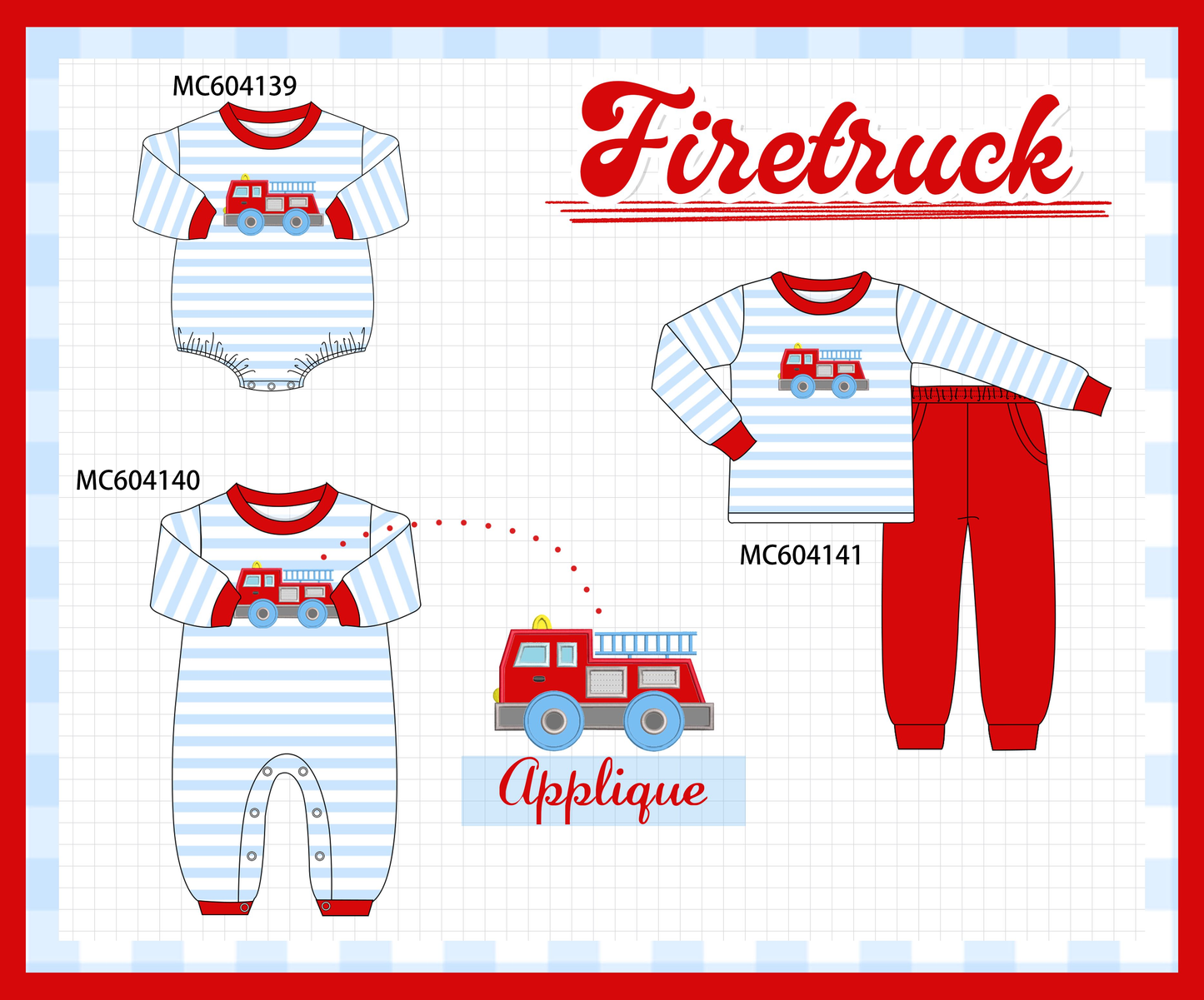 PO86 Blue stripe firework applique collection  - closing 4/13 - ETA early September