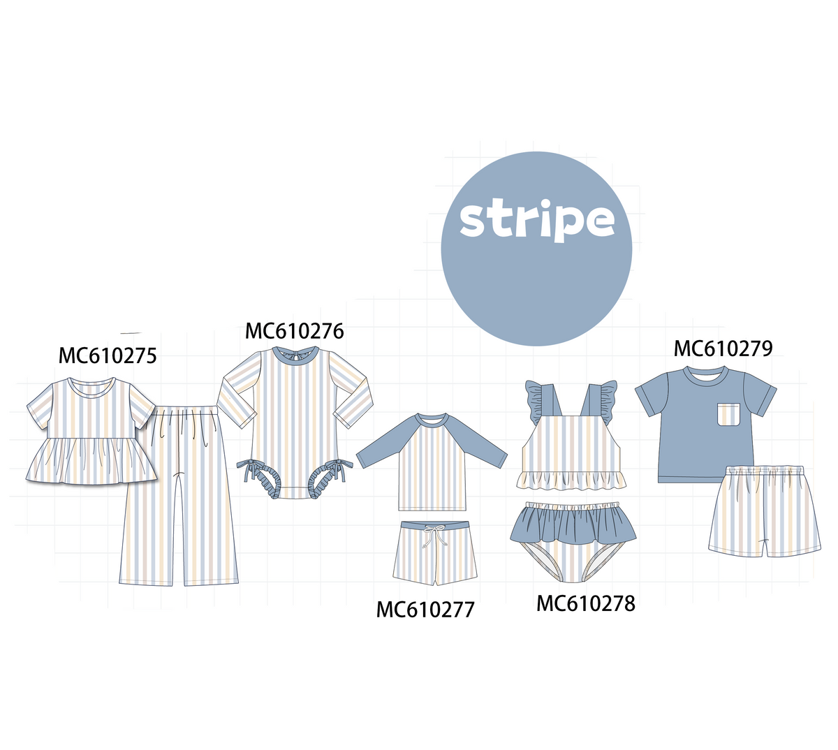 PO108 Blue stripe ruffle collection 2 - closing 10/26 - ETA march