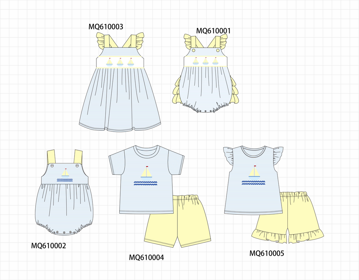 PO109 Blue stripe sailboat embroidery collection -closing 11/2- ETA May