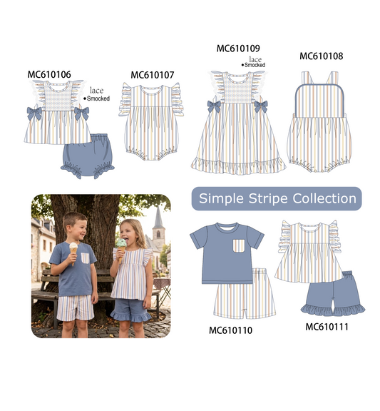 PO108 Blue stripe smocked ruffle collection 1 - closing 10/26 - ETA march