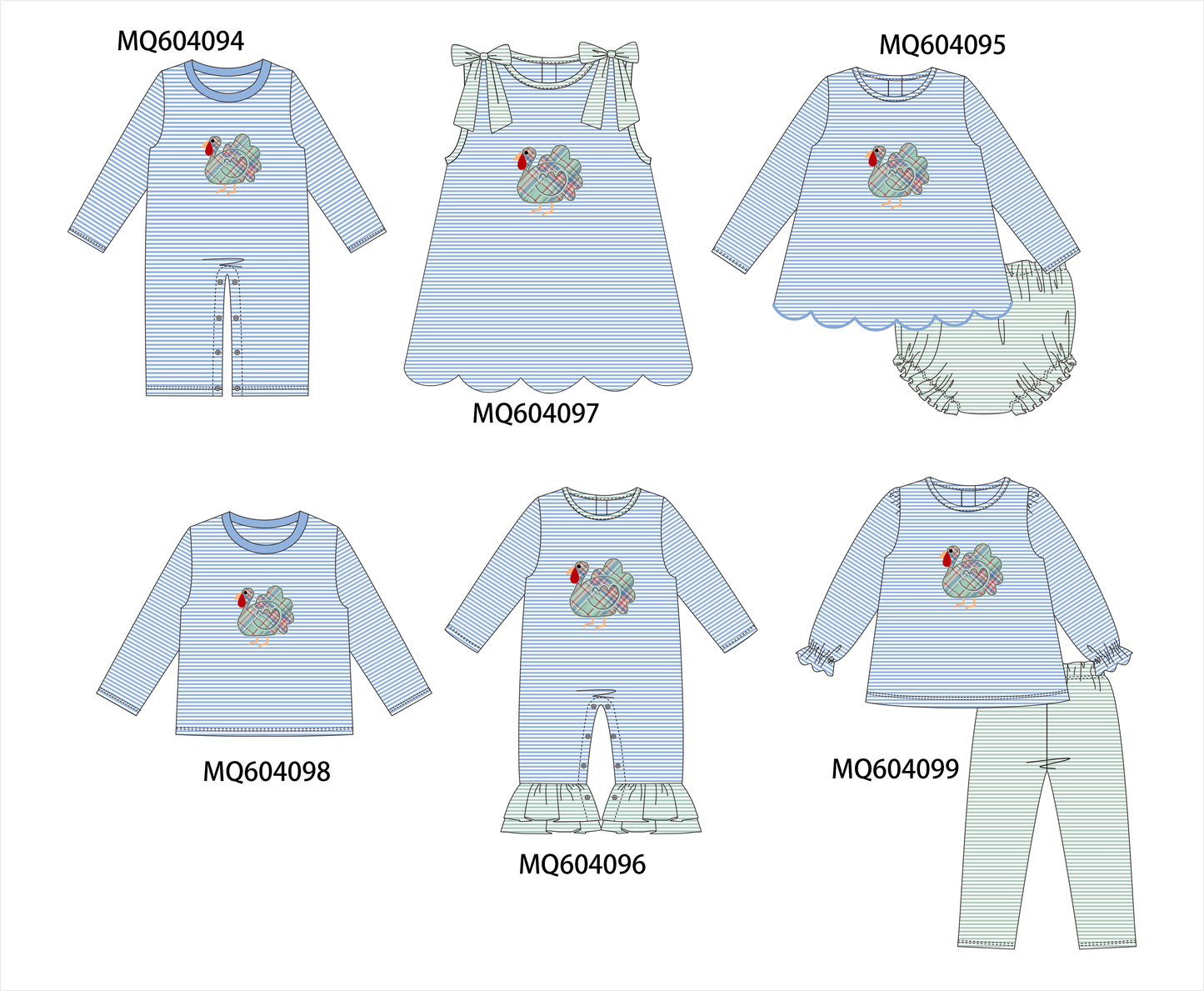 PO87 Blue stripe thanksgiving turkey applique collection - closing 4/20 - ETA early October