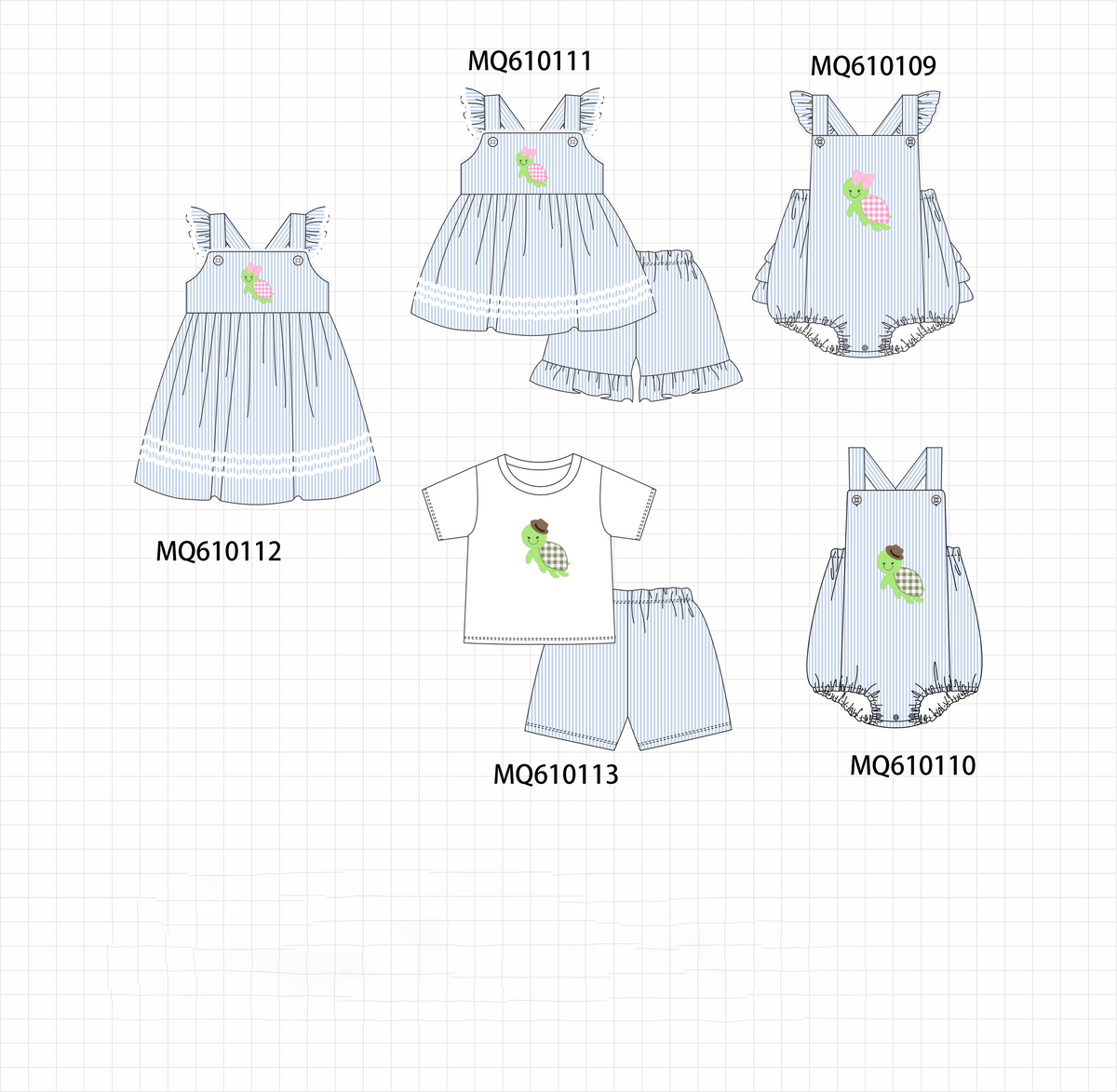 PO109 Blue stripe turtle applique collection -closing 11/2- ETA May