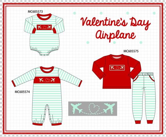 PO95 Blue stripe valentine's day airplane embroidery collection - closing 6/22 - ETA late November