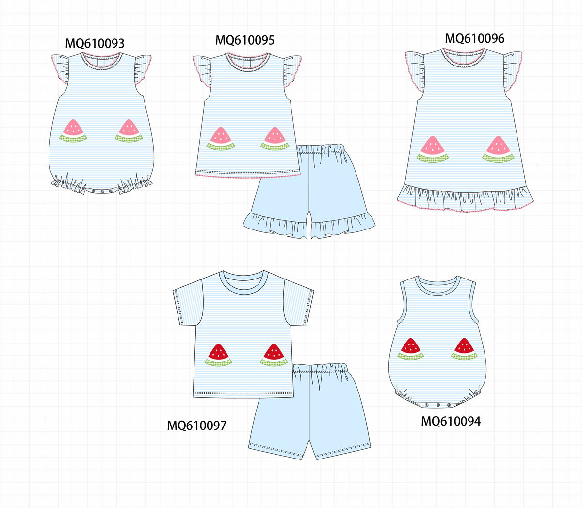 PO109 Blue stripe watermelon applique stripe collection -closing 11/2- ETA May