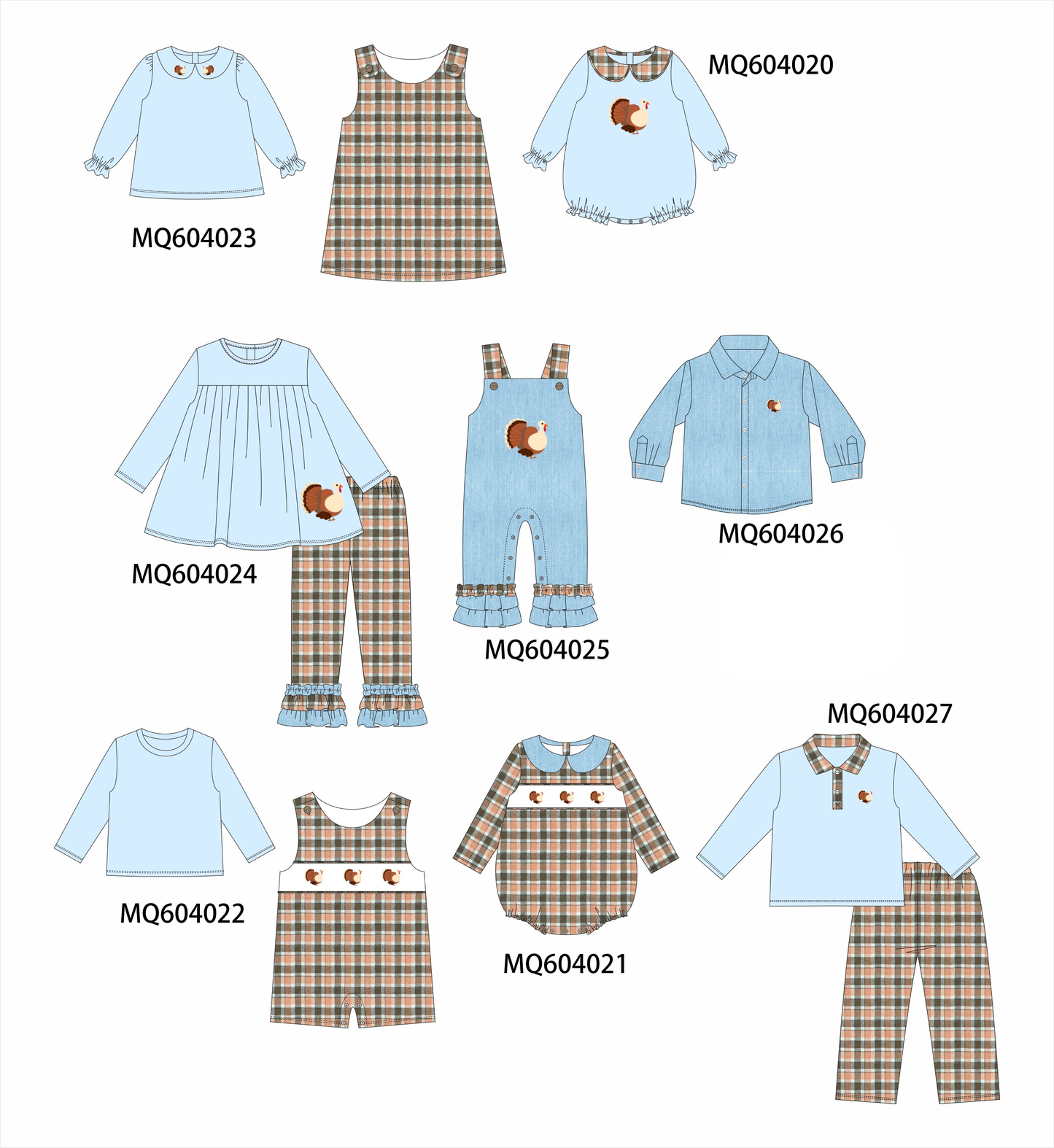 PO87 Blue thanksgiving turkey embroidery collection - closing 4/20 - ETA early October