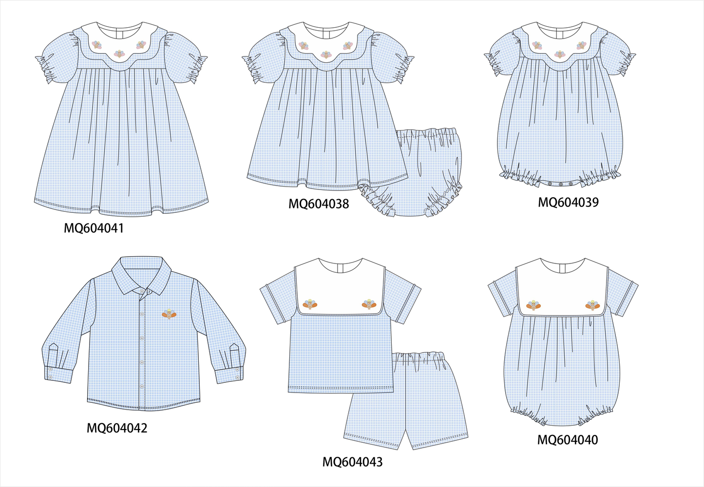 PO87 Blue thanksgiving turkey embroidery plaid collection - closing 4/20 - ETA early October