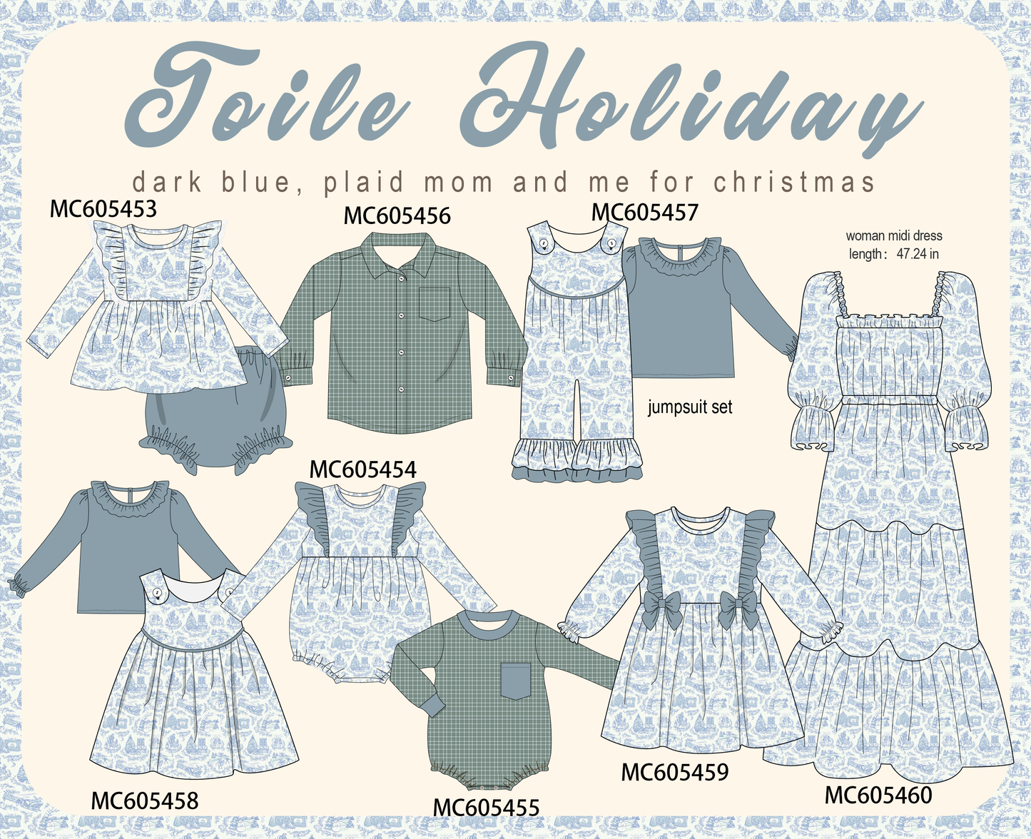 PO93 Blue toile holiday print collection  - closing 6/8 - ETA November