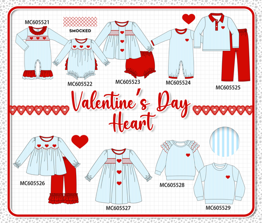 PO95 Blue valentine's day heart smocked collection - closing 6/22 - ETA late November