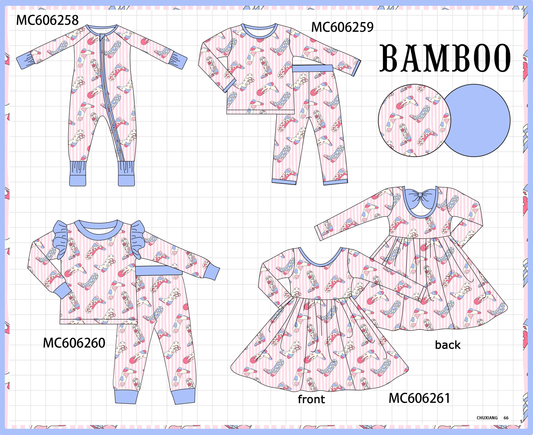 PO95 Blue western boots stripe bamboo collection - closing 6/22 - ETA late November
