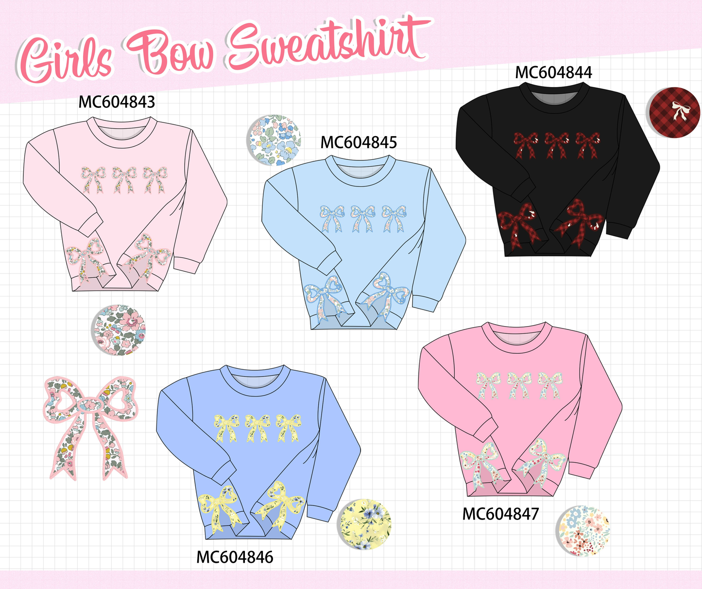 PO90 Bow floral applique sweatshirt collection - closing 5/11 - ETA early October