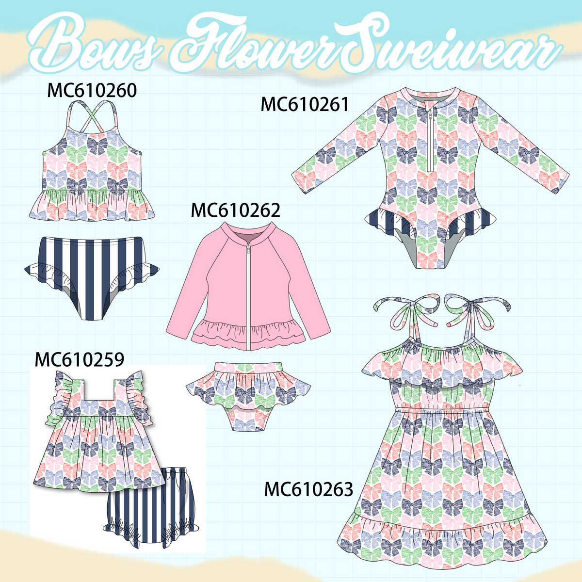 PO108 Bow print swimsuit collection - closing 10/26 - ETA march
