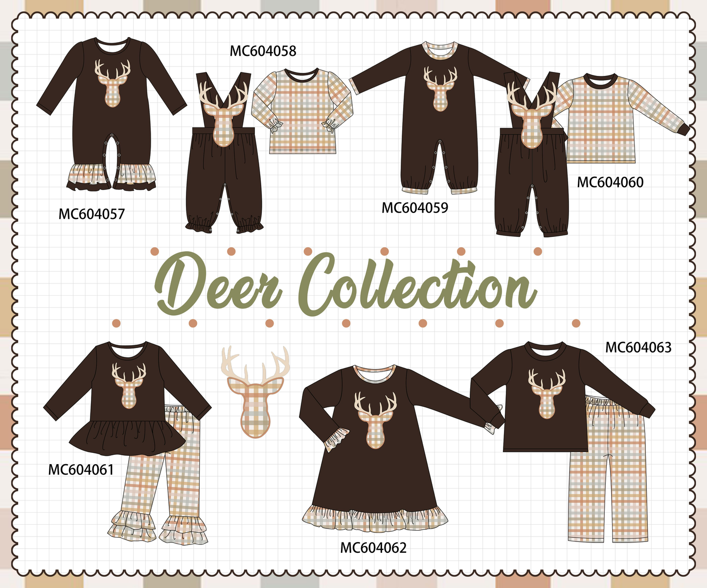 PO86 Brown deer applique gingham collection - closing 4/13 - ETA early September