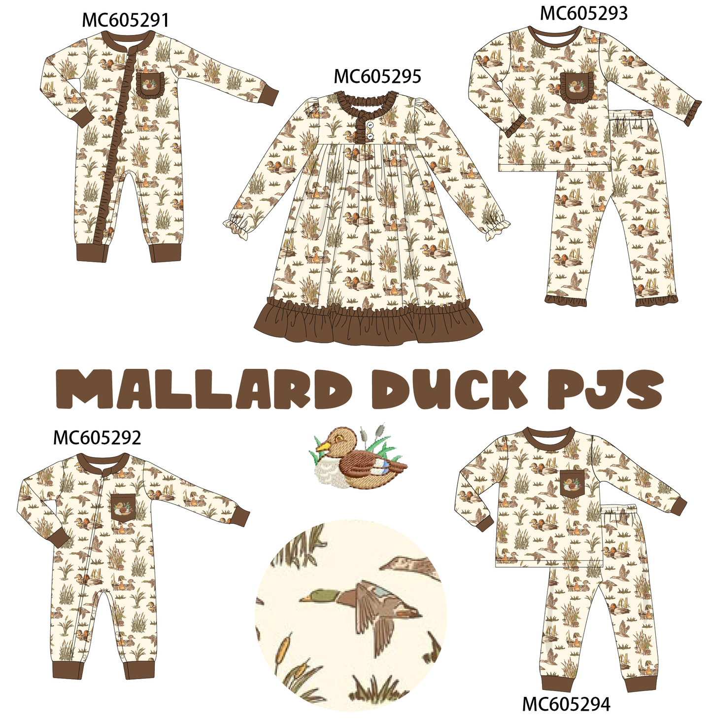 PO92 Brown duck embroidery bamboo collection - closing 5/25 - ETA late October