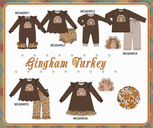 PO90 Brown thanksgiving turkey applique floral ruffle collection - closing 5/11 - ETA early October